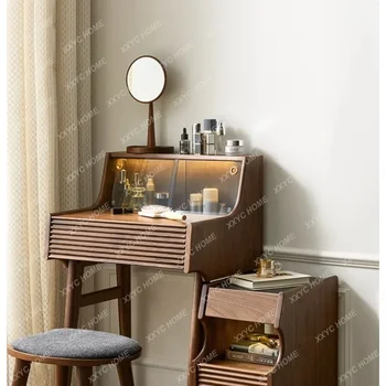 Туалетный столик из массива дерева Светлый роскошный североамериканский черный орех Маленькая квартира Главная спальня Стол для макияжа