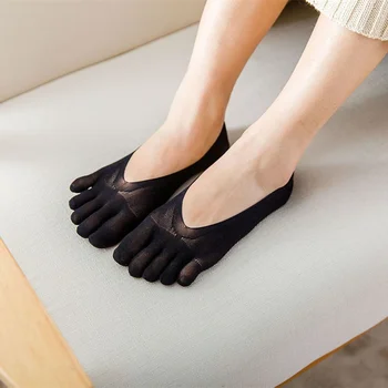 Женские летние носки с пятью пальцами Ультратонкий забавный носок Невидимый Sokken с силиконовым противоскользящим дышащим антифрикционным дропшиппингом