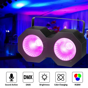 100 Вт COB Светодиодный Blinder Stage Par Light 2 Eyes RGBW Audience Light Со звуковой активацией DMX512 Управление для DJ Party Disco Wedding