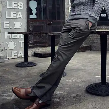 Мужские длинные брюки Мужские строгие брюки Стильные мужские приталенные деловые брюки Дышащие мягкие брюки со средней талией и карманами