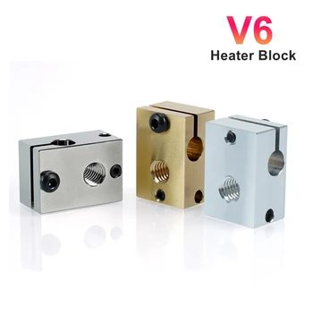 V6 Нагревательный блок Алюминиевая латунь Медные нагревательные блоки для E3D V6 PT100 J-головка Hotend Heaterblock 3D-принтер Детали