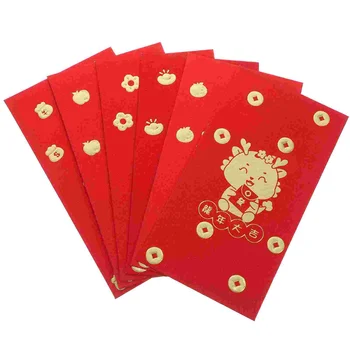 6 шт. Красные конверты Новогодние денежные пакеты Счастливые денежные мешки Китайские счастливые конверты Денежные конверты