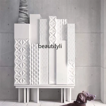 Светлый роскошный буфет в итальянском стиле Простой современный настенный шкафчик для гостиной Креативный дизайн прихожей
