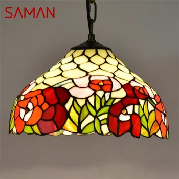 SAMAN Tiffany Подвесной светильник Современные светодиодные красочные светильники Декоративные для домашней столовой