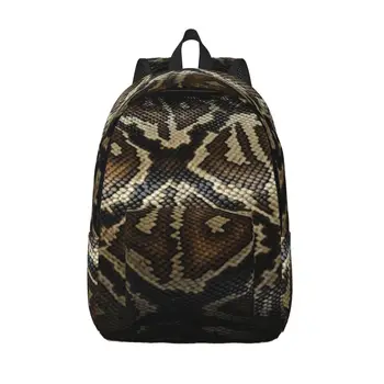 Настоящая кобра Змеиные пятна Кожа для мужчин Женщины Студент Школа Книжная сумка Дневной рюкзак Средний Колледж Пешие прогулки