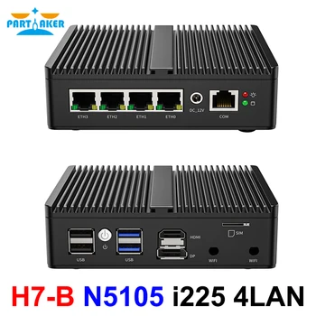 Безвентиляторный мини-ПК Intel Celeron N5105/N5100 Программный маршрутизатор 4x Intel i225/i226 2.5G LAN HDMI DP pfSense Firewall Appliance ESXI AES-N