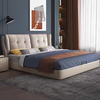 Nordic Минималистичный органайзер для хранения двуспальных кроватей Современная роскошная кровать Современная королевская кровать Camas de Casal De Luxo Мебель для спальни