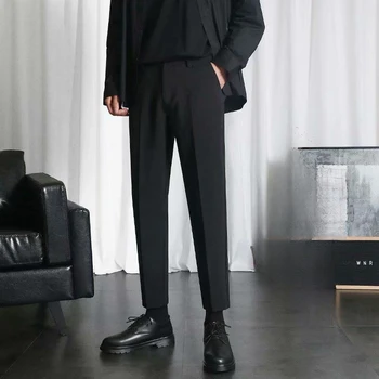 Весна Осень 2023 Устойчивый к морщинам черный костюм Брюки Мужская одежда Мешковатые двойные плиссированные классические брюки Брюки Z117