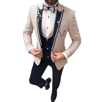 Мужские костюмы Point 3 шт. Мужское платье Костюмы Повседневные пригородные офисные деловые костюмы для свадьбы (Блейзер + Жилет + Брюки)