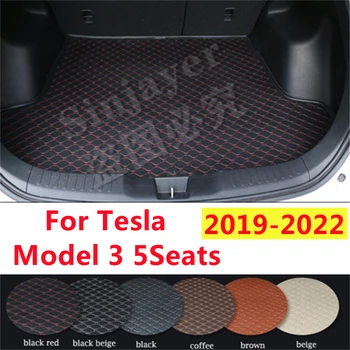 SJ Коврик для багажника автомобиля Custom Fit для Tesla Model 3 2022 2021 2020 2019 ГОД Интерьер AUTO Хвост Багажник Лоток Грузовой ковер Протектор