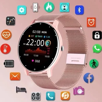 2024 Новые умные часы Женские Полностью Сенсорный Экран Спортивные Фитнес Часы IP67 Водонепроницаемый Bluetooth Для Android IOS Смарт-часы Женские