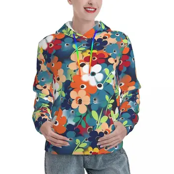 Ditsy Свободные толстовки с цветочным принтом Женские цветочные силы Корейский модный пуловер с капюшоном Осень Harajuku Шаблон толстовки Большой размер