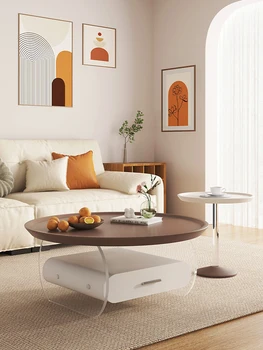  журнальный столик гостиная дом 2023 новый современный светлый роскошный простой небольшой квартира акриловый журнальный столик из массива дерева высокого класса