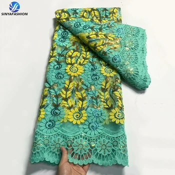 Sinya African NIgerian Lace Fabrics 2024 Высококачественная кружевная французская сетка с пайетками Гипюровый шнур Вышивка для женского платья