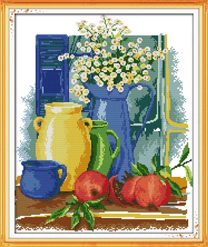 Joy Sunday Предварительно напечатанный набор для вышивки крестом Легкий узор Aida Штампованная ткань Вышивка Набор-Кухонный рисунок