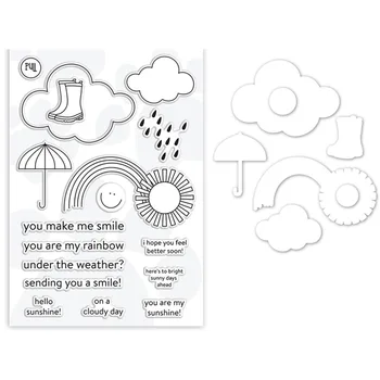 Под погодой Ясные штампы и штампы для резки металла Sunshine Rainbow Stamps для DIY, скрапбукинга, изготовления открыток, поделок 09