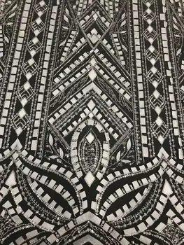 Fashion J-1306228 Африканская вышитая сетчатая ткань из тюля с бусинами Высокое качество Роскошные пайетки Сетка Кружева Вечернее платье для вечеринки