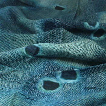Высококачественная стирка из чистого льна с цифровым принтом, имитация джинсовой ткани, ткань для одежды