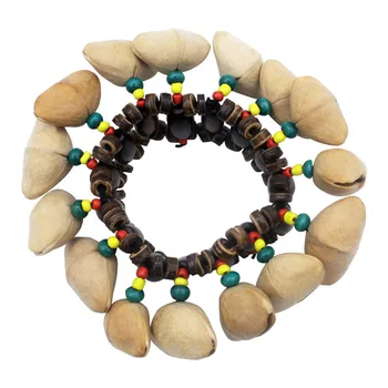 Красочный браслет с колокольчиком из ореховой скорлупы африканского барабана - перкуссионная игрушка из натуральной ореховой скорлупы для детей