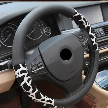 Универсальный персонализированный чехол на рулевое колесо автомобиля с леопардовым принтом для девочек Плюшевые автомобильные чехлы для рулевого управления Автомобильные аксессуары