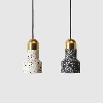 Винтажный скандинавский терраццо подвесной светильник спальня прикроватная люстра японский креативный дизайнер ресторан маленькая люстра droplight