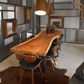 Новый сток Высококачественная уникальная мебель Дизайн Ореховая плита Кухня Деревянный ресторан Обеденный стол
