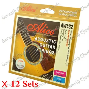 12 комплектов акустической гитары Alice AW432 Style Стальные струны с покрытием из медного сплава (011 и 012 на выбор)