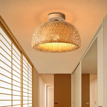 Современные простые бамбуковые потолочные светильники в китайском стиле ручной работы E27 Cover Lamps для гостиной Столовая Освещение Home Deco