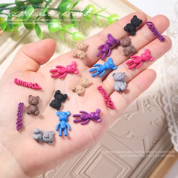 10 шт. Симпатичный жестокий медведь ювелирные изделия из сплава украшение для ногтей 3D кукла Медведь Шарм Ногти Kawaii DIY Аксессуары для дизайна ногтей