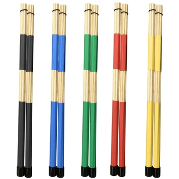 1 пара портативных стержней барабанных щеток с резиновой ручкой и регулируемыми кольцами 19 дюбелей бамбуковые барабанные палочки щетка гладкая ручка 55KD