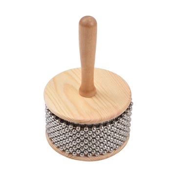 Деревянный Cabasa Перкуссия Музыкальный инструмент Металлическая цепь из бисера и цилиндр Pop Hand Shaker Band Средний размер