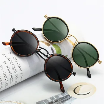Круглые солнцезащитные очки унисекс в стиле ретро бренд дизайнер винтаж с маленькой оправой классические готические солнцезащитные очки в стиле стимпанк UV400 Очки вождения