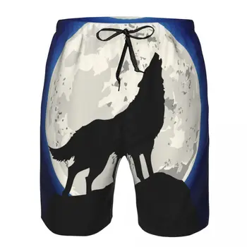 Мужская быстросохнущая пляжная одежда Воющий волк на луне Ночной купальник Мужской купальный костюм Мужские купальники