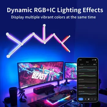 6 шт. / 9 шт. RGB WiFi Умный настенный светильник, декоративная световая полоса для игровой комнаты, 16 млн + цветов, синхронизация музыки, совместим с Alexa и Google