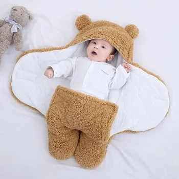  Мягкие одеяла для новорожденных Детский спальный мешок Конверт для новорожденного Спальный мешок 100% хлопок Утолщенный кокон для ребенка 0-6 месяцев