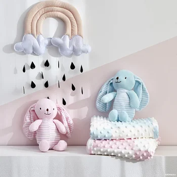 Детские одеяла с милым кроликом Плюшевая игрушка 75x120 см Подарки для новорожденных Пеленка Мягкое теплое норковое одеяло