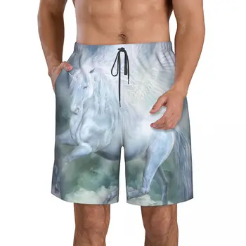 Единорог Облачный танцор Мужские пляжные шорты Фитнес Быстросохнущий купальник Смешные уличные забавы 3D шорты