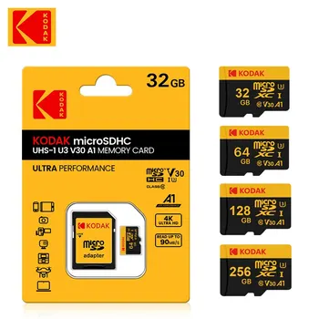 Kodak Micro SD Карта памяти Class 10 32 ГБ 64 ГБ 128 ГБ 256 ГБ U3 4K Высокоскоростная флэш-память Cartao De Memoria TF Mecard C10
