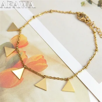Элегантный геометрический треугольник шарм браслет для женщин нержавеющая сталь золотой цвет тренд эстетическая цепочка браслеты ювелирные изделия