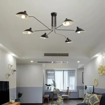 Промышленная паук Serge Светодиодная потолочная люстра для гостиной Современный утконос Осветительный прибор Nordic Creative Indoor Decor