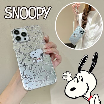 Новый чехол для мобильного телефона Snoopy Fashion Metal Style для IPhone 11 12 Pro Max 13 14 Promax Cartoon Роскошный противоударный чехол для задней крышки в подарок