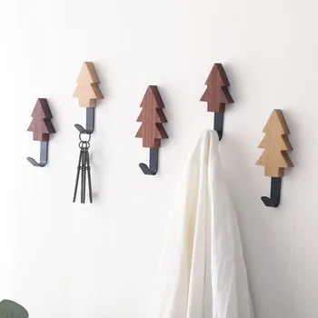Бытовой скандинавский массив дерева в форме дерева Креативный настенный крючок для подвешивания Настенное пальто и шляпа Крючок для домашней стены 1 шт. LE836