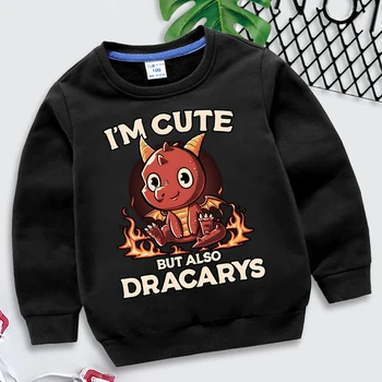 Я милый, но также и толстовки с принтом Dracarys Детская мода Пуловер с животными Толстовка с длинным рукавом Harajuku Девочки Мальчики Мультфильм Толстовка с капюшоном