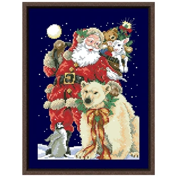 Любимый набор для вышивки крестом Санта-Клауса Рождественский узор дизайн 18ct 14ct 11ct темно-синий холст вышивка DIY рукоделие