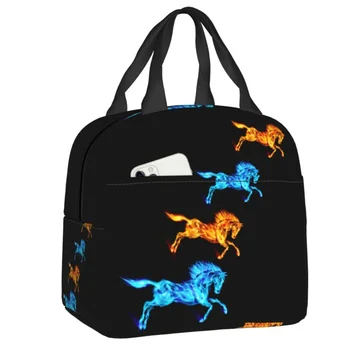 Custom Fire Burning Horse Running Lunch Bag Женская термоохладитель Изолированные ланч-боксы для детей