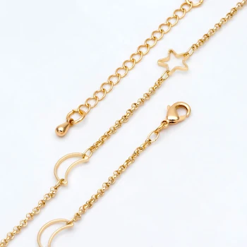 Золотая цепочка в виде луны, готовый браслет / ожерелье, регулируемый с помощью удлинительной цепочки, готовая к носке (#LK-419)