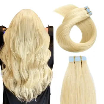 Лента для наращивания волос 613 Обесцвечивающий блондин 100% Remy Наращивание человеческих волос шелковистый прямой для модных женщин 12-30 дюймов