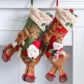 Длинные ноги Санта-Клауса Рождественские чулки Рождественский подарок Конфетный мешок Рождественские украшения для дома Украшение рождественской елки