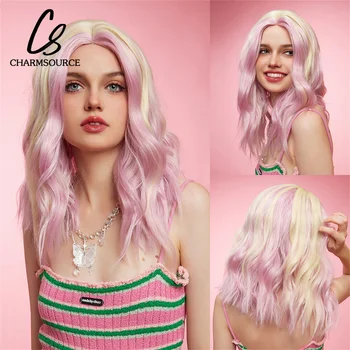 Emmor Розовые короткие волнистые парики для косплея Лолиты с челкой Многослойные светлые платиновые парики из синтетических волос Bob для женщин Термостойкие
