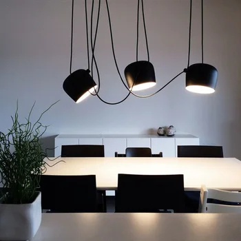 Итальянский дизайн Черные подвесные светильники для столовой Черная регулируемая потолочная люстра Украшение гостиной